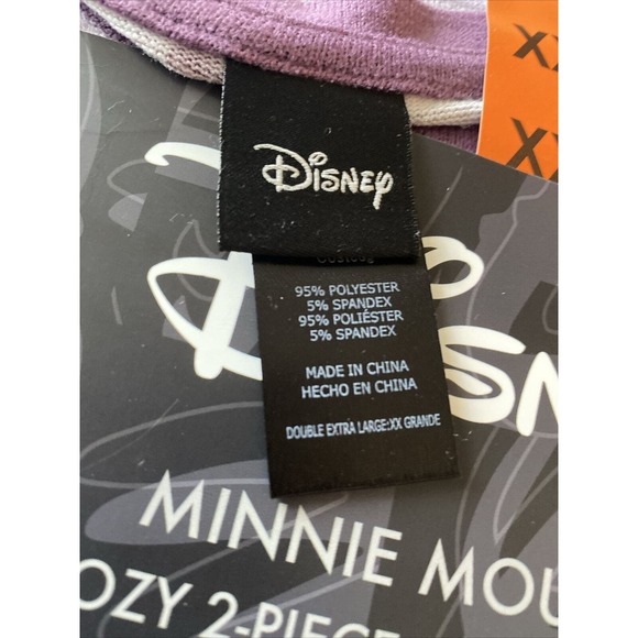 NEW Disney Pajamas Womens XXLarge Purple Minnie Mouse 2 Piece Cozy‎ Top Pants - Picture 7 of 8